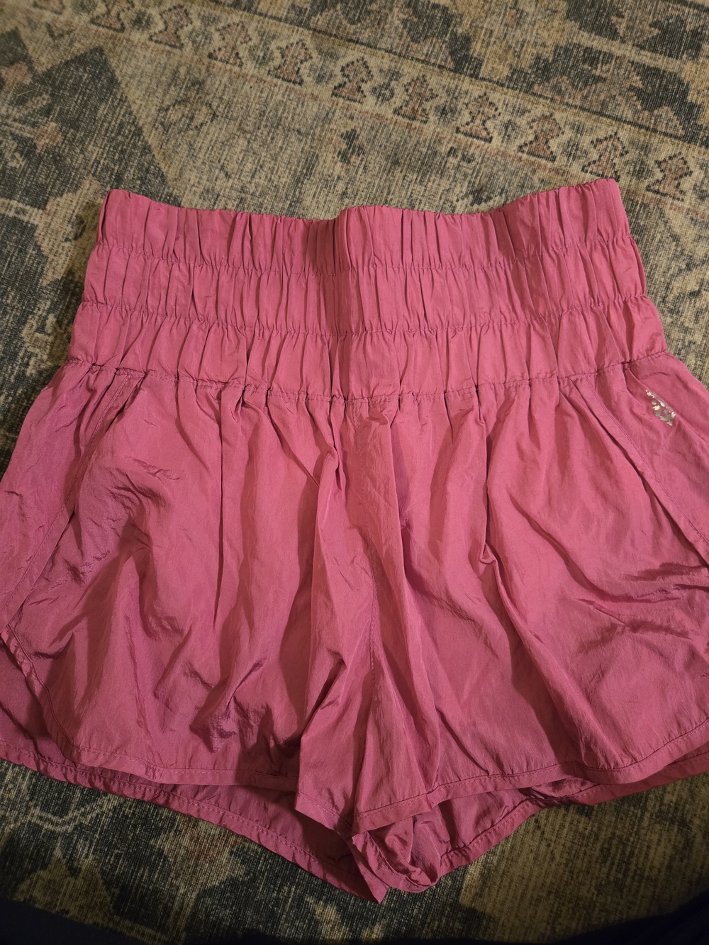 Free People Hot Pink Smocked Waist Athletic Shorts
